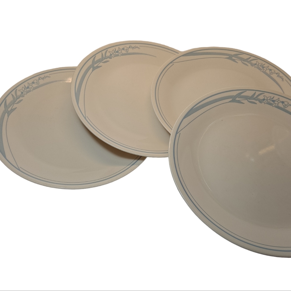 Vntg CORELLE Blue Lily DINNER PLATES SET OF FOUR (4) Corning RETIRED
